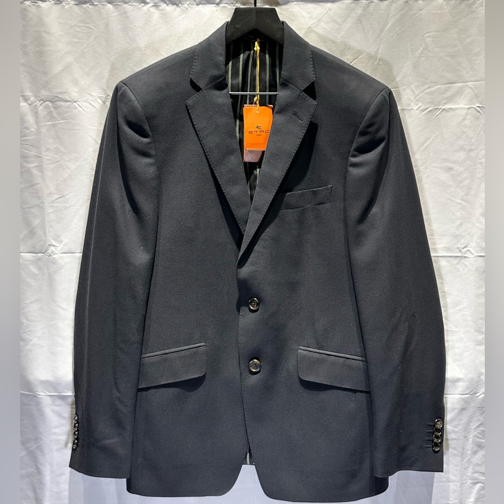 NWT ETRO Dark Navy Blue Solid Jacket